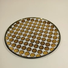 Vintage Georges Briard Decorative Gold Coin Round Glass Plate LOVELY!