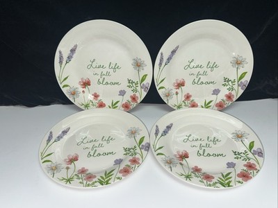 NEW-SET OF 4--Royal Norfolk WILDFLOWER SALAD PLATES 7.5'' Live Life in Full Bloom