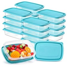 18 Pcs 33 Oz/ 4 Cups Plastic Food Storage Containers with Lids Portion Box Blue