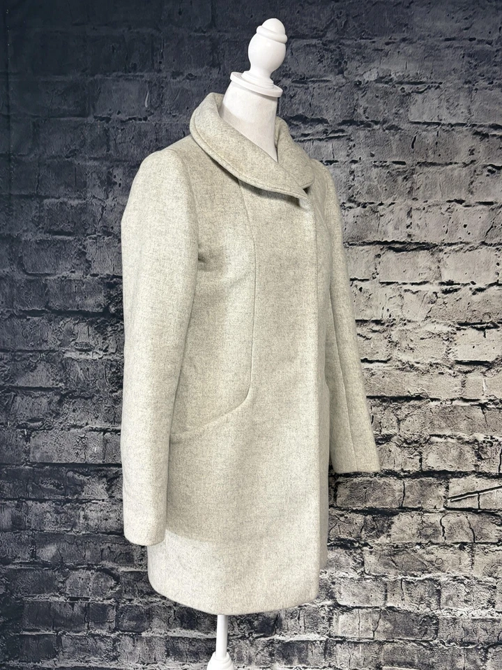 Abrigo Wilfred Aritzia para mujer XS gris lana cachemir cuello embudo bolsillos a presión Foto 2 de 4