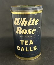 Antique 1930's WHITE ROSE TEA BALLS Tin Container~1.5 LBS~Vintage~New York~ USA