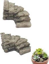 2Pcs Fairy Garden Stairs Miniature Bridge Accessories Outdoor Waterfall Features
