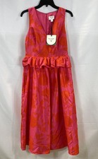 Kate Spade Target Women's Dress Pink Orange Floral Ruffle Waist Midi Sz 6 NWT
