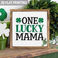 Retro Wooden Plaque One Lucky Mama Shamrocks for Irish Themed Living Room Decor