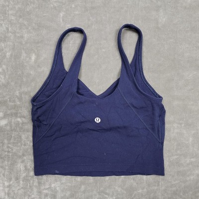 Lululemon Align Tank Top Womens 4 Blue V Neck Cropped Athletic Yoga Gym Workout