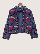 Uzbek Suzani Velvet Jacket Hand Embroidery Jacket Party Wear Coat Women's Wear