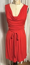 Express Womens Sleeveless Red Cowl Neck Jersey Knee L Dress Sz SP Pre-owned