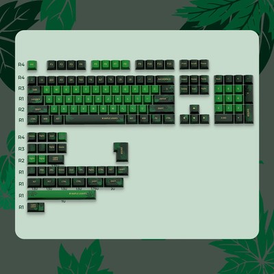 XVX Green Maple Leaf Keycaps 134-Key Cherry Profile PBT Dye-Sub Double Shot