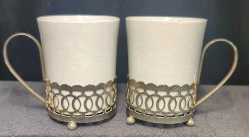 Wedgwood Ltd England Demitasse Cup & Holder Pair Vintage Ironstone Tunstall - Picture 1 of 10
