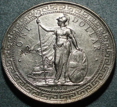 1898 BRITISH Chop Marked "TRADE DOLLAR" From HONG KONG & SINGAPORE Bombay Mint