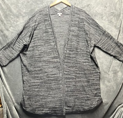 Purejill Linen Blend Cardigan Women XL Gray Open Front Layering Boho Grandmacore
