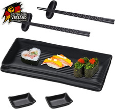 Sushi Platte Schiefer Set 21x10cm mit Dipschalen Stäbchen für 2 Personen