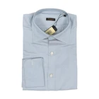 950$ RUBINACCI NAPOLI Blue Hand-Sewn Dress Shirt 100% Silk Handmade in Napoli