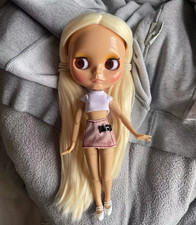 Blythe Doll Blonde Hair Neo Glossy Face Nude Jointed Body White Skin 12" OOAK