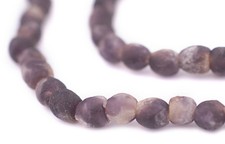 Purple Swirl Recycled Glass Beads 7mm Ghana African Sea Glass Round Large Hole