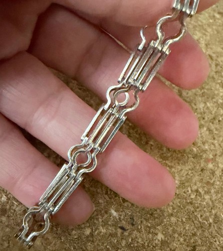 Vintage 925 Sterling SIlver Gate Link Bracelet Modernist Geometric 11.2g