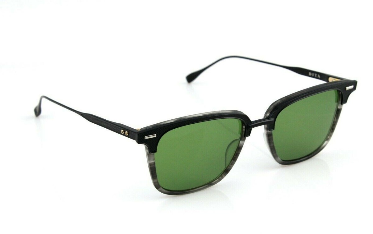 RARE New DITA OAK Vintage Green Matte Black Grey Swirl Sunglasses