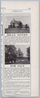 1906 Connecticut Real Estate Ad Belle Haven & Greenwich CT Country Homes Mansion