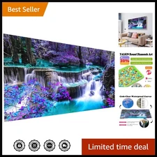 DIY 5D Diamond Art Waterfall Round Drill - Vibrant Canvas (35.5 x 15.7 inch)