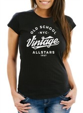 Ladies T-Shirt College Style Lettering Old School Vintage Allstars Fashion