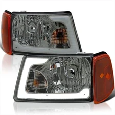 Fits 2001-2011 Ford Ranger Smoke Headlights+Amber Corner Lamps w/ LED Tube Pair