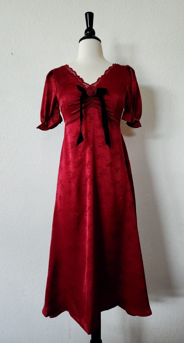 anthropologie burgundy dress BHLDN anthropologie Thompson Burgundy Off The Shoulder Midi Dress Size 2