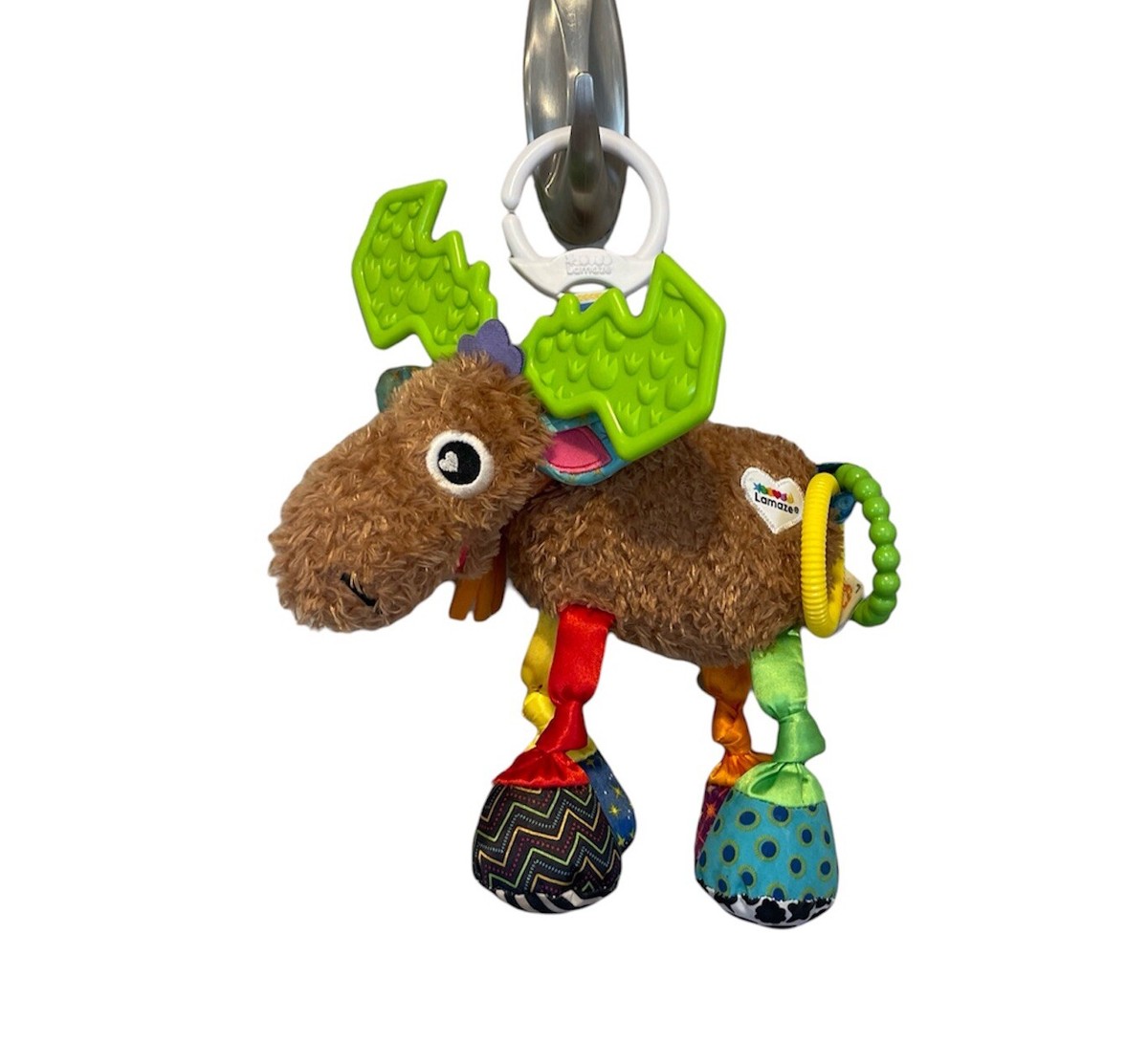 Tomy Lamaze Mortimer Moose Clip Hang Plush Toy Stroller Crinkle