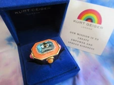 KURT GEIGER LONDON EXTRA LARGE RECTANGULAR BLUE STONE COCKTAIL RING SIZE 7