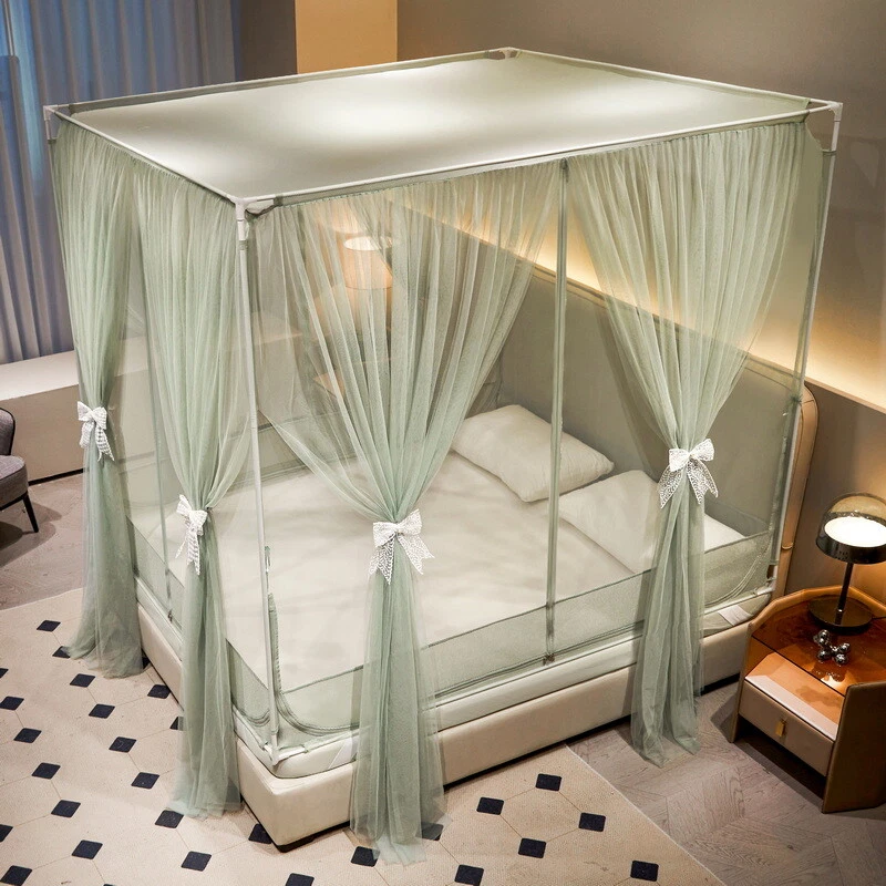 Mosquito Net Double Layers Bed Netting With Zipper Tubes Summer Curtain For Bed - Image 4 of 4