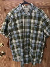Eddie Bauer Wrinkle Free Relaxed Fit Blue/Green Plaid Button Down Shirt XXL