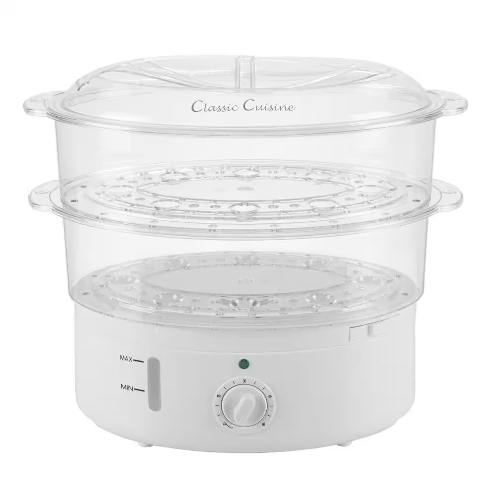 6.3 Qt. White Rice Cooker with Built-In Timer and Locking Li