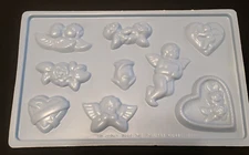 Vintage Distlefink Designs Blue Plastic Valentine Themed Candle CUPID HEART ROSE