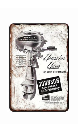 Johnson Boat Motors Advertising Metal Tin Sign 8x12 Disrtressed Art ...