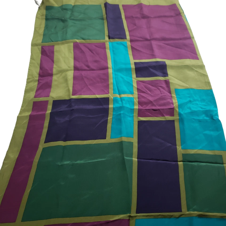 Codello Mujer Bufanda Seda Multicolor Diseño Geométrico 34/34" Envoltura Cuadrada Foto 2 de 4