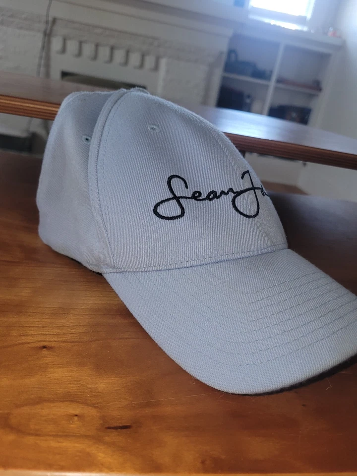 Sean John Stretch Fit Sky Blue Navy Logo FLEXFIT Men's Baseball Cap Hat - Изображение 4 из 4