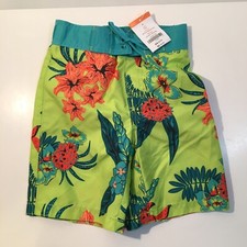 GYMBOREE Sunscreen Boys Swimwear Green Floral SWIM TRUNKS Size 4