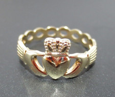 9K YG CLADDAGH RING SZ 7.5 10.12 MM WIDE 2.74 grams  AI-1818 