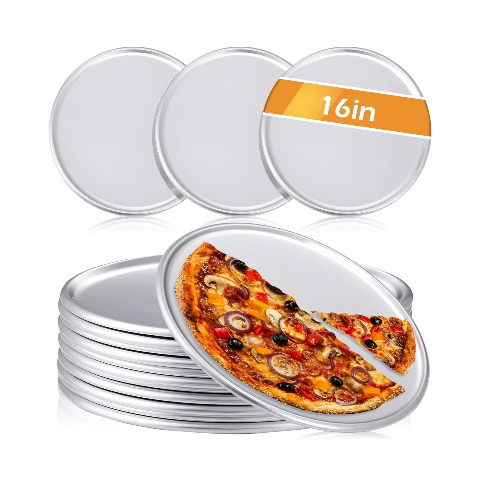 12 Pieces Pizza Pan Bulk Restaurant Aluminum Pizza Pan Set Round Pie Cake Pla...