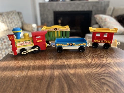 Vintage Fisher Price Circus Train, engine and 3 cars