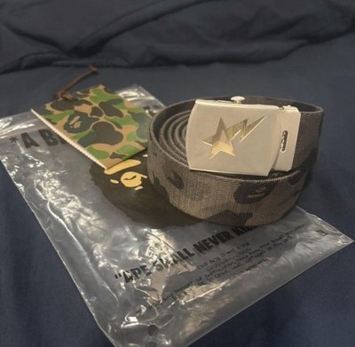 A Bathing Ape Camouflage Webbed Belt Metal Star Buckle Adjustable Men's