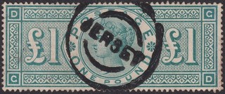 Queen Victoria 1891 £1 Green Used SG212 with Jersey Postmark cat £675