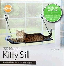 New KITTY SILL Cat WINDOW Seat PERCH Bed EZ Mount K&H Pet 50lbs Suction SAFE