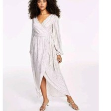 Guess champaign and silver faux wrap high low maxi dress size 8