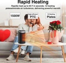 Space Heater Small Portable Electric Heaters Indoor Use Thermostat Remote 70 PTC