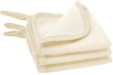 S T INC. Exfoliating Washcloths, Dual Sided for 3 Count Pack of 1 , Cream