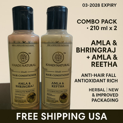 Khadi Natural Conditioner Amla Bhringraj + Amla Reetha 210ml ×2 Combo Free Ship