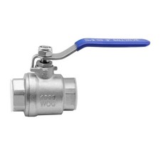1-1/4" NPT Female 304 Stainless Steel Full Port Ball Valve with Blue Vinyl Ha...