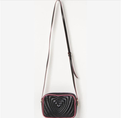 ESCADA Heart-Quilted Leather Shoulder Bag - Black/Pink (JP)