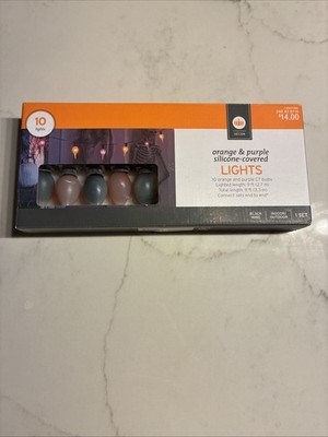 Halloween 10 Count Orange & Purple Silicone Covered Lights Lighted Length 9 ft