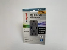 Legrand Radiant 15 Amp GFCI Outlet with USB Charging -NICKEL- #1597TRUSBACNIC4
